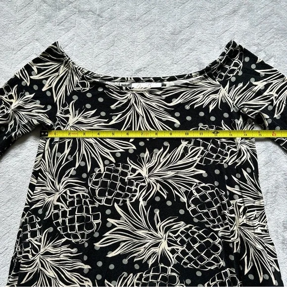 Ava Sky Hawaii Pineapple Print Boat Neck‎ Dress Black/Off-White Size XS - Picture 4 of 9